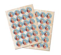 Stickers Père Noël, 48 pièces: autocollants ronds enfant rouge or, gommettes de cadeaux, étiquettes décoratives scrapbooking, petit sticker autocollant pour enveloppe et paquet, Ø 4 cm