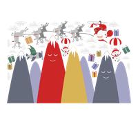 Stickers père Noël dans les montagnes scandinaves