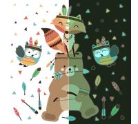 Stickers phosphorescents ourson et les animaux indiens