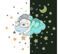 Stickers phosphorescents ourson rêveur et 50 étoiles