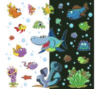 Stickers phosphorescents poissons marins et requin