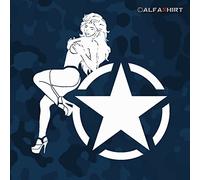 *stickers-pin up girl allied star militaire uS army motif camion avion femme états-unis d'amérique en forme d'étoile nue poitrine sexy érotique faut sticker film adhésif autocollant blanc 20 x 18 cm #a434