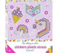 Stickers pixels strass kawai - mini boîte avec accessoires - stickers + strass - Collectif - Deux Coqs D'or - Jeux livres objets