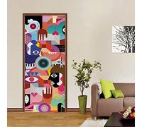 stickers placard 77x200cm(30.31 inches * 78.74 inches) Peinture artistique Peinture murale de porte Sticker Trompe l'œil Stickers de Porte 3D Effet Décoration Auto Adhésif Amovible Imperméable PVC