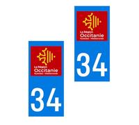 Stickers plaque immatriculation département 34 HERAULT région OCCITANIE autocollant écologique en papier imperméable departement montpellier sète agde autocollants