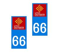 Stickers plaque immatriculation département Pyrenées Orientales 66 region OCCITANIE autocollant écologique en papier imperméable departement PERPIGNAN autocollants