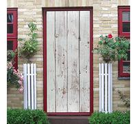 Stickers De Porte 3D 90x215cm(35.43 inches * 84.64 inches) Planche en bois blanc Stickers Porte Poster 3D pour Porte Cuisine Salon Chambre Salle De Bain Papier Peint Autocollants Porte 3D Porte Déco