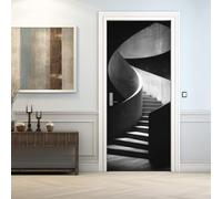 Stickers Porte 3D Autocollant 77x200, Trompe L'oeil Escalier Papier Peint Adhesif Pour Porte Chambre Salle De Bain Cuisine, 3D Decoratif Mural