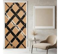 Stickers Porte 3D Carreaux Noirs Sticker Porte Trompe l'oeil Motif Géométrique Papier Peint Auto Adhésif, PVC Imperméable Poster Autocollants pour Salon Cuisine Chambre Salle de Bain 95 x 215 cm I133