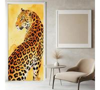Stickers Porte 3D Léopard Sticker Porte Trompe l'oeil Léopard Papier Peint Auto Adhésif, PVC Imperméable Poster Autocollants pour Salon Cuisine Chambre Salle de Bain 95 x 215 cm I574