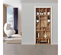 Stickers Porte 3D Muraux Auto-adhésif - Armoire à vin -Papier Peint Decal de Porte,Autocollants Murales de Porte Amovibles PVC Affiche Porte étanche pour Chambre Salon Décoration de Porte 80 x 200 cm