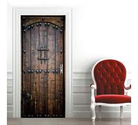 Stickers Porte 3D Muraux Auto-adhésif - Porte en bois -Papier Peint Decal de Porte,Autocollants Murales de Porte Amovibles PVC Affiche Porte étanche pour Chambre Salon Décoration de Porte 95 x 215 cm
