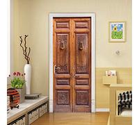 Stickers Porte 3D Muraux Auto-adhésif - Porte en bois -Papier Peint Decal de Porte,Autocollants Murales de Porte Amovibles PVC Affiche Porte étanche pour Chambre Salon Décoration de Porte 77 x 200 cm