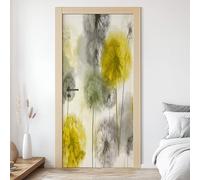 Stickers Porte 3D Pissenlit, Fleurs Aquarelle Autocollant Porte Poster Motif Floral Trompe L'oeil Mural Sticker Muraux PVC Auto-Adhésif Intérieure Décoratif 93x205 cm R3d146