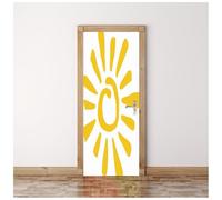 Stickers Porte 3D Poster 90X200Cm Motif De Soleil Vibrant Sur Fond Blanc Trompe L'Oeil Autocollants De Porte Papier Peint Chambre Salon Salle De Bain Décoration Imperméable Auto-Adhésif Pvc Muraux