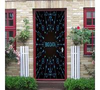 Stickers Porte 3D Poster 95X215Cm Big Data Bleu Sur Fond Noir Trompe L'Oeil Autocollants De Porte Papier Peint Chambre Salon Salle De Bain Décoration Imperméable Auto-Adhésif Pvc Muraux