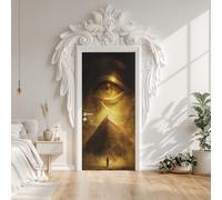 Stickers Porte 3D Pyramides Egypte Architecture Désert Vintage, Sticker Mural Porte égyptienne, Autocollant Décoration Auto-adhésif Amovible PVC, Papier Peint Porte pour Salon Chambre 63 x 205 cm