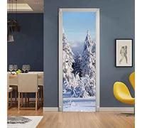 Stickers Porte 3D Scène De Neige De La Forêt Blanche 80 X 200 Cm -Adhésif Mural Décoration De La Maison Art Decal Chambre Salon Affiche Amovible Stickers Porte - Photos De Porte - Peintures Murales D