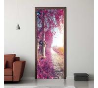 Stickers Porte 3D Trompe l'oeil Effect Arbre Paysage Autocollants de Décoration pour Porte Interieure, Auto Adhésif PVC Autocollant Papier Peint Sticker Mural Pour Salle de Bain 77X200cm -DS3066