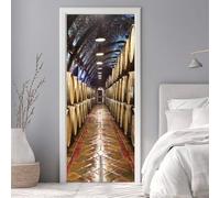 Stickers Porte 3D Trompe l'oeil Effect Baril Cave Autocollants de Décoration pour Porte Interieure, Auto Adhésif PVC Autocollant Papier Peint Sticker Mural Pour Salle de Bain 95X215cm -DS3328