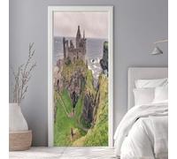 Stickers Porte 3D Trompe l'oeil Effect Château Mer Autocollants de Décoration pour Porte Interieure, Auto Adhésif PVC Autocollant Papier Peint Sticker Mural Pour Salle de Bain 95X215cm -DS2194