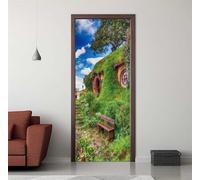 Stickers Porte 3D Trompe l'oeil Effect Conte de Fées Maison Autocollants de Décoration pour Porte Interieure, Auto Adhésif PVC Autocollant Papier Peint Pour Chambre Salle de Bain 77X200cm -DS3006