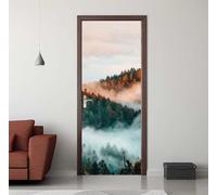 Stickers Porte 3D Trompe l'oeil Effect Forêt Nuages Autocollants de Décoration pour Porte Interieure, Auto Adhésif PVC Autocollant Papier Peint Sticker Mural Pour Salle de Bain 90X200cm -DS3120