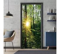 Stickers Porte 3D Trompe l'oeil Effect Forêt Paysage Autocollants de Décoration pour Porte Interieure, Auto Adhésif PVC Autocollant Papier Peint Sticker Mural Pour Salle de Bain 90X200cm -DS3107