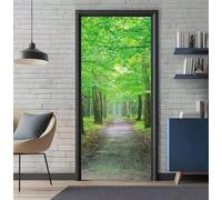 Stickers Porte 3D Trompe l'oeil Effect Forêt Vert Autocollants de Décoration pour Porte Interieure, Auto Adhésif PVC Autocollant Papier Peint Sticker Mural Pour Salle de Bain 86x200cm -DS3641