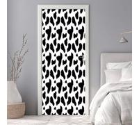 Stickers Porte 3D Trompe l'oeil Effect Noir et Blanc Léopard Autocollants de Décoration pour Porte Interieure, Auto Adhésif PVC Autocollant Papier Peint Pour Chambre Salle de Bain 77X200cm -DS2158