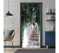 Stickers Porte 3D Trompe l'oeil Effect Plantes Escalier Autocollants de Décoration pour Porte Interieure, Auto Adhésif PVC Autocollant Papier Peint Pour Chambre Salle de Bain 90X200cm -DS2957