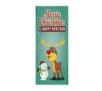 Stickers Porte 3D Trompe l'oeil Mural Cerf De Noël Bonhomme De Neige Autocollants de Décoration pour Porte Sticker Mural Interieure Papier Peint pour Salon Cuisine Chambre 90X200cm -MT2345