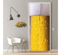 Stickers Porte 3D Trompe l'oeil Mural Champagne Bière Autocollants de Décoration pour Porte Sticker Mural Interieure Papier Peint Imperméable pour Salon Cuisine Chambre 77X200cm -MT2349