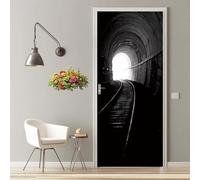 Stickers Porte 3D Trompe l'oeil Mural Mine Voie Ferrée Autocollants de Décoration pour Porte Sticker Mural Interieure Papier Peint Imperméable pour Salon Cuisine Chambre 77X200cm -MT2353