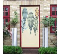 Stickers Porte 3D Trompe L'Oeil Mural - Montgolfière Volante Dessinée À La Main Autocollant De Porte Papier Peint 77X200Cm Maison Salon Chambre Décoration Salle De Bain Cuisine Poster De Porte Stic