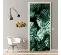 Stickers Porte 3D Trompe l'oeil Mural Vert Feuille Autocollants de Décoration pour Porte Sticker Mural Interieure Papier Peint Imperméable pour Salon Cuisine Chambre 90X200cm - MT2433