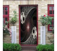 Stickers Porte 3D Trompe L'Oeil Star Football Creative 95X215Cm Autocollant De Porte 3D Poster Papier Peint Auto-Adhésif Imperméable Pvc Muraux Pour Chambre Salon Cuisine Décoration