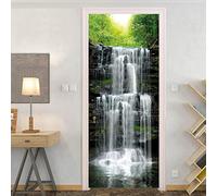 Stickers Porte 77X200Cm 3D Trompe L'Oeil Paysage De Cascade De Forêt Autocollant De Porte Wall Mural Poster De Porte Amovible Adhésif Papier Peint Salon Chambre Salle De Bain Décoration
