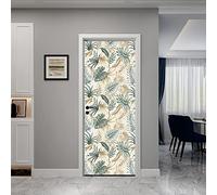 Stickers Porte 77X200Cm Feuilles De Palmier Autocollants De Décoration Pour Porte 2Pcs Chambre Sticker Porte,Porte Autocollant En Pvc Auto-Adhésifs,Décoration Murale, Polyvinyle