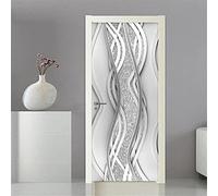 Stickers Porte 77X200Cm Porte En Argent Blanc Autocollants De Décoration Pour Porte 2Pcs Chambre Sticker Porte,Porte Autocollant En Pvc Auto-Adhésifs,Décoration Murale, Polyvinyle