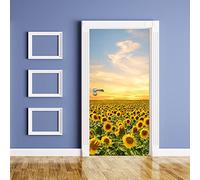 Stickers Porte 77X200Cm Tournesol Autocollants De Décoration Pour Porte 2Pcs Chambre Sticker Porte,Porte Autocollant En Pvc Auto-Adhésifs,Décoration Murale, Polyvinyle
