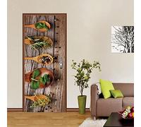 stickers porte 80x200cm(31.49 inches * 78.74 inches)Cuillère assaisonnement Sticker Porte Effet 3D - Autocollant Trompe l'œil pour Porte - Décoration pour Porte Cuisine, Salon, Chambre, Salle de Bain