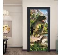 Stickers Porte 80X200Cm Monde Des Dinosaures Autocollants De Décoration Pour Porte 2Pcs Chambre Sticker Porte,Porte Autocollant En Pvc Auto-Adhésifs,Décoration Murale, Polyvinyle