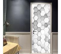 Stickers Porte 95X210Cm Géométrique Blanc Autocollants De Décoration Pour Porte 2Pcs Chambre Sticker Porte,Porte Autocollant En Pvc Auto-Adhésifs,Décoration Murale, Polyvinyle