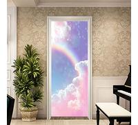 Stickers Porte 95X210Cm Nuage Arc-En-Ciel Autocollants De Décoration Pour Porte 2Pcs Chambre Sticker Porte,Porte Autocollant En Pvc Auto-Adhésifs,Décoration Murale, Polyvinyle