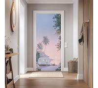 Stickers Porte 95x215cm Camping-Car Rétro Sticker Porte Trompe L'oeil Effet 3D Paysage Naturel Mer Papier Peint Mural Interieure Auto-adhésif Amovibles Imperméable Autocollant