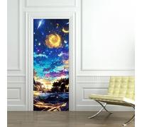 Stickers Porte Abstract Or Bleu Stickers Porte Placard Pvc Autocollant Habillage Porte Interieure Auto Adhésif Papier Peint Imperméable Facile à enlever 95x215cm