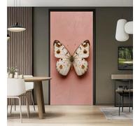 Stickers Porte Animaux Tachetés Papillon - Minimalisme Esthétique 2Pcs Chambre Sticker Porte Autocollant, PVC Imperméable Poster Autocollants pour Rose, 88 x 200 cm