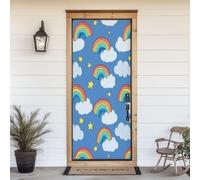 Stickers Porte Arc-En-Ciel Poster Porte Trompe L'oeil, Effect 3D Enfant Autocollant, Auto-Adhésif Papier Peint Mural Chambre Salon Mur Décoration Art Sticker Muraux 95x215 cm m.3566