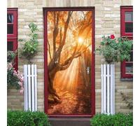 Stickers Porte Automne Sticker Porte Trompe l'oeil Érable Papier Peint Auto Adhésif, PVC Imperméable Poster Autocollants pour Salon Cuisine Chambre Salle de Bain 77 x 200 cm C674